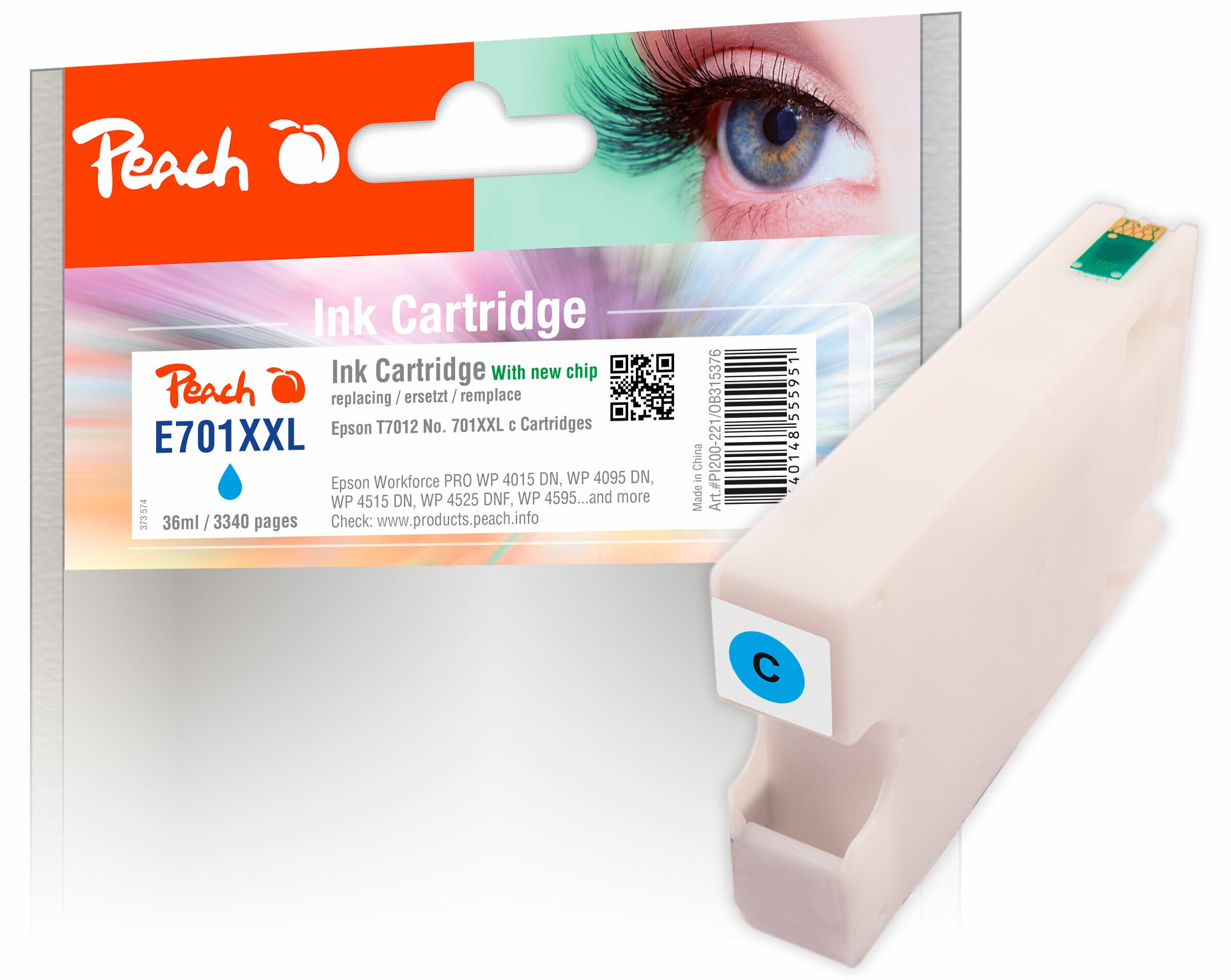 Peach E70Druckerpatrone XL cy ersetzt Epson T7012 c, C13T70124010 für z.B. Epson WorkForce Pro WP -4015 DN, Epson WorkForce Pro WP -4095 DN