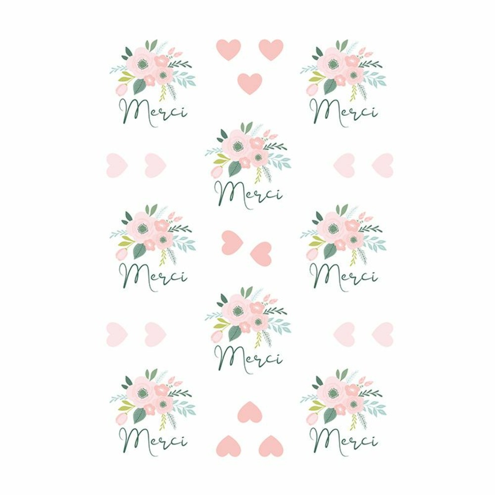 Transfert textile thermocollant a5 - mariage merci thème floral