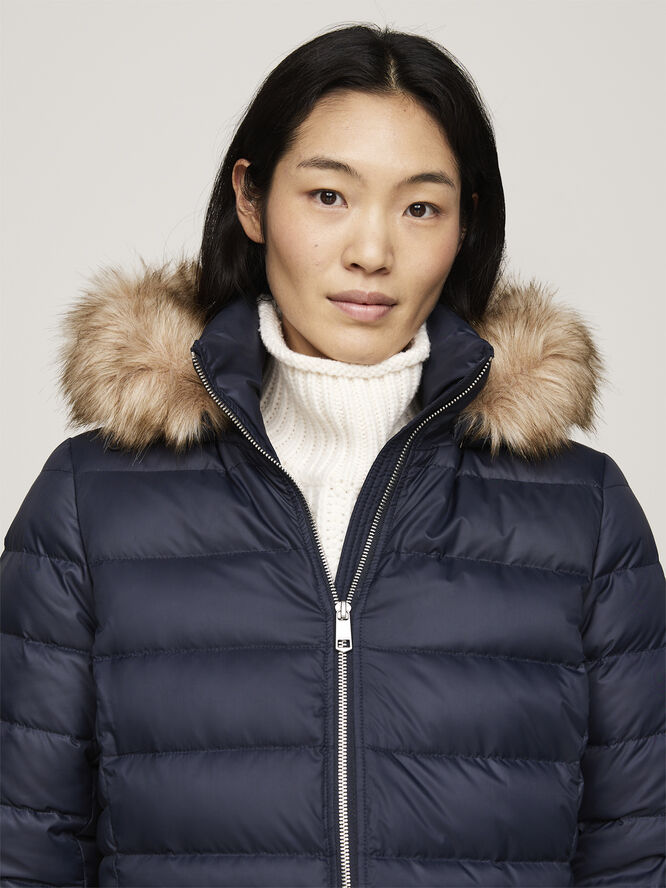 Tommy Hilfiger TYRA DOWN COAT WITH FUR Desert sky