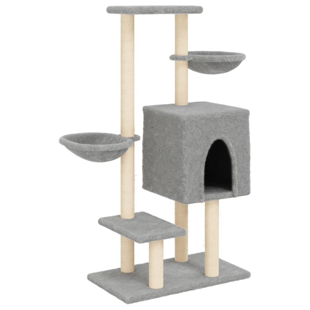 Arranhador para gatos vidaXL com hastes de sisal cinza claro, 117 cm