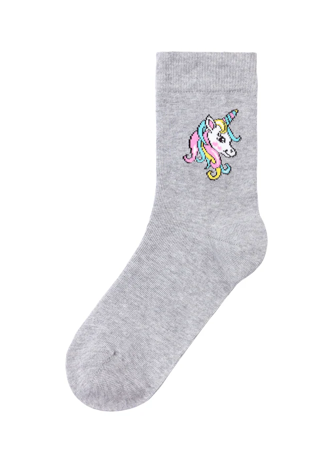 H.I.S Basicsocken Packung, 4 Paar tlg. mit Einhorn Motiven
