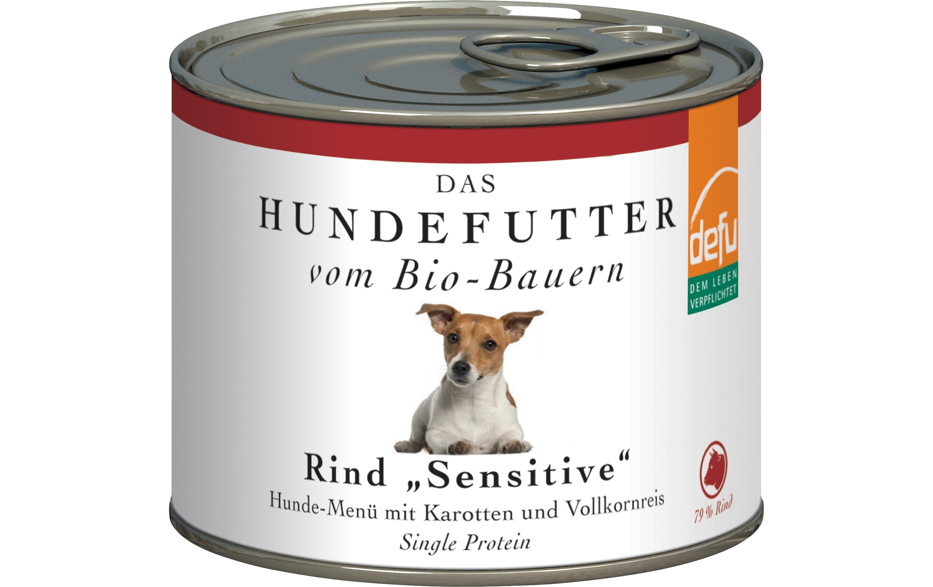 Nassfutter Menü Sensitiv Bio Rind, 200 gAlleinfuttermittel für ausgewachsene Hunde