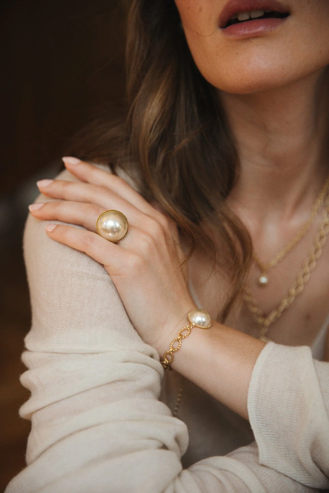 NÉLYA - Bracelet perleplaqué argent | Doré