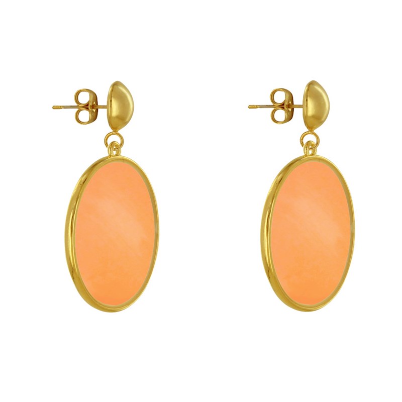 Boucles d'Oreilles Clous Métal Doré Cercle Coloré Translucide
