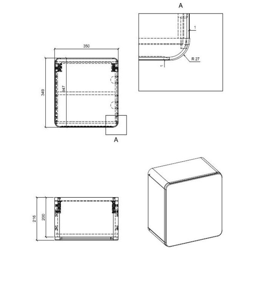 Comad Aruba White 831 FSC kleine kast 35x35cm eiken/wit
