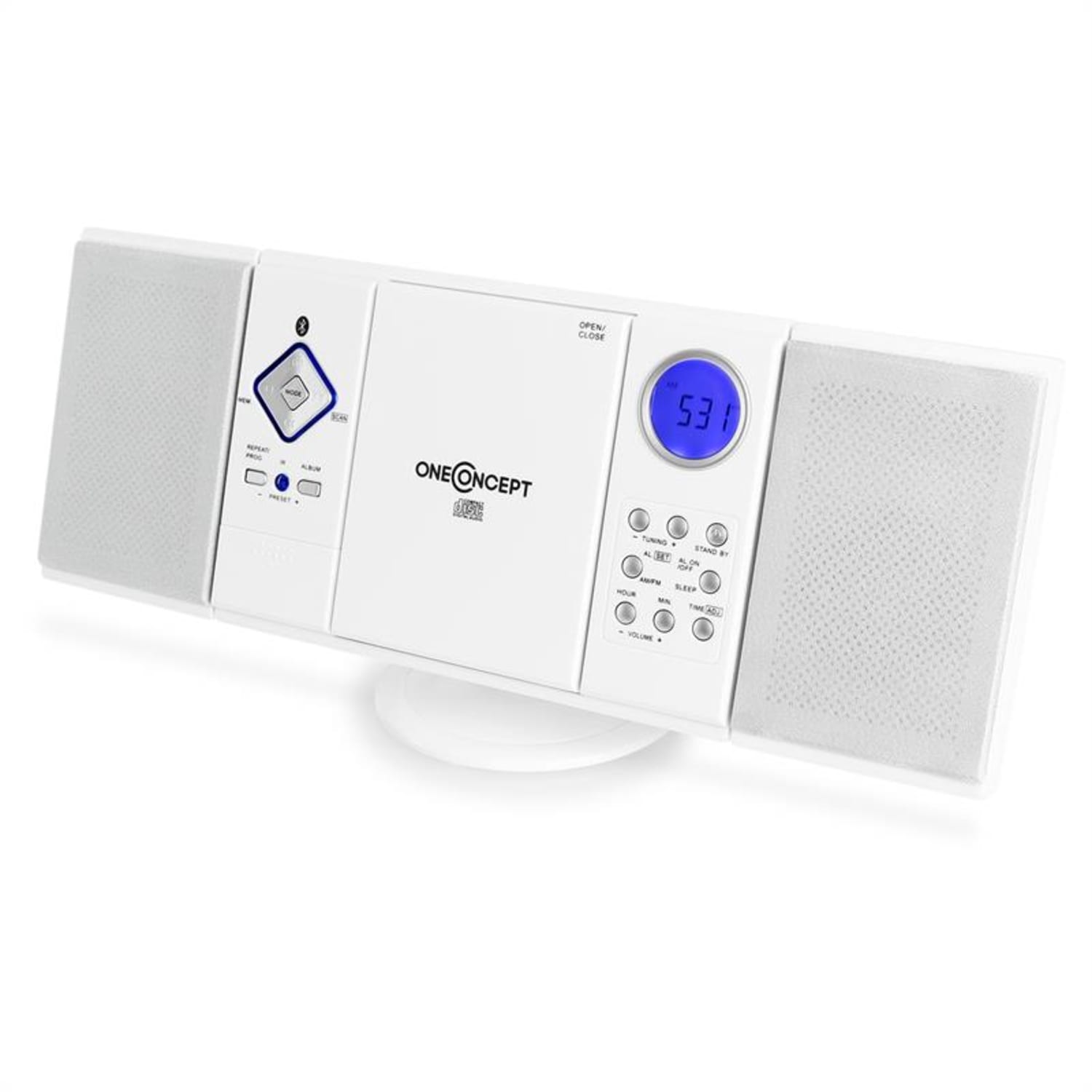 V-12-BT Bluetooth-Stereoanlage USB SD CD MP3 AUX UKW weiß Weiß