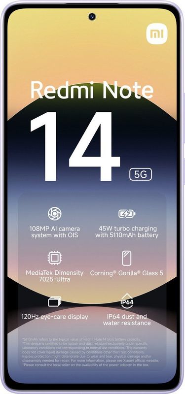 Xiaomi - Redmi Note 14 - 5G - Lavender Paars - 8GB/256GB
