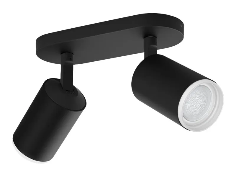 Philips Hue White and Color Ambiance Fugato - Spotlys - LED-lyspære x 2 - GU10 - total: 11.4 W - klasse A  - 16 millioner farver - sort