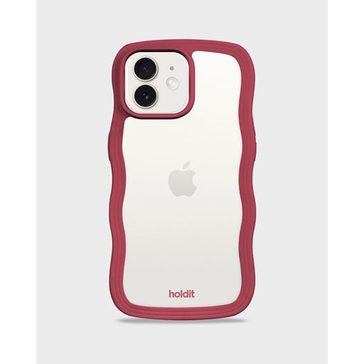 holdit Iphone 12/12 Pro Transparent Wavy Cover, Red Velvet/Transparent