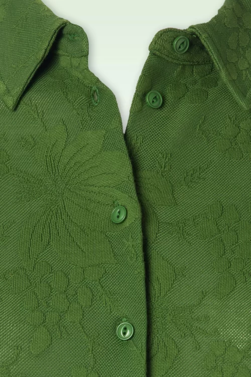 King Louie Carina Buzz Jacquard blouse in palmgroen
