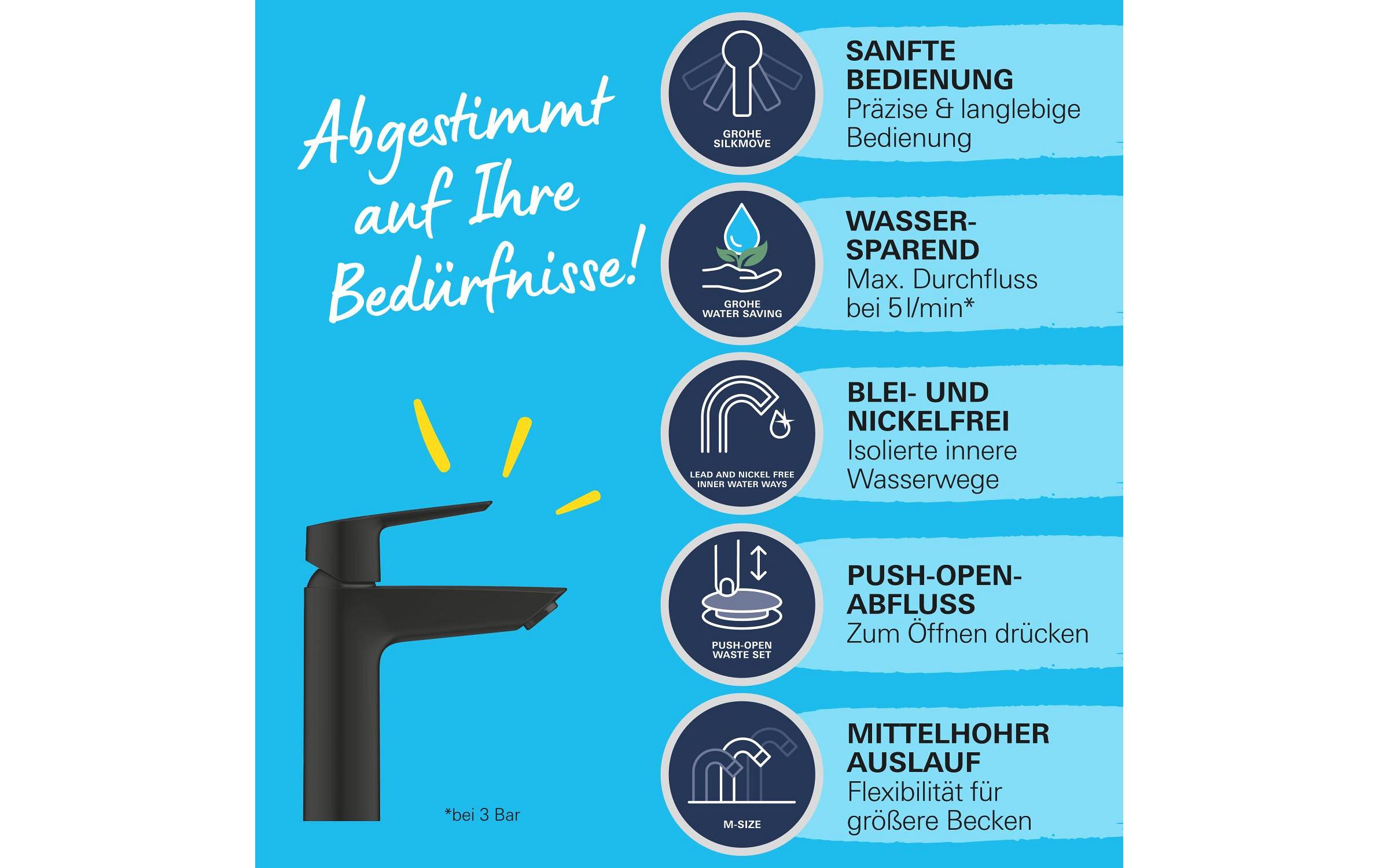 Lavaboarmatur Start M-Size Mattschwarz<br>Einhebelarmatur