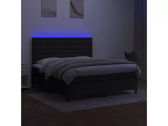 Sommier tapissier avec matelas et LED Noir 160x200 cm Tissu