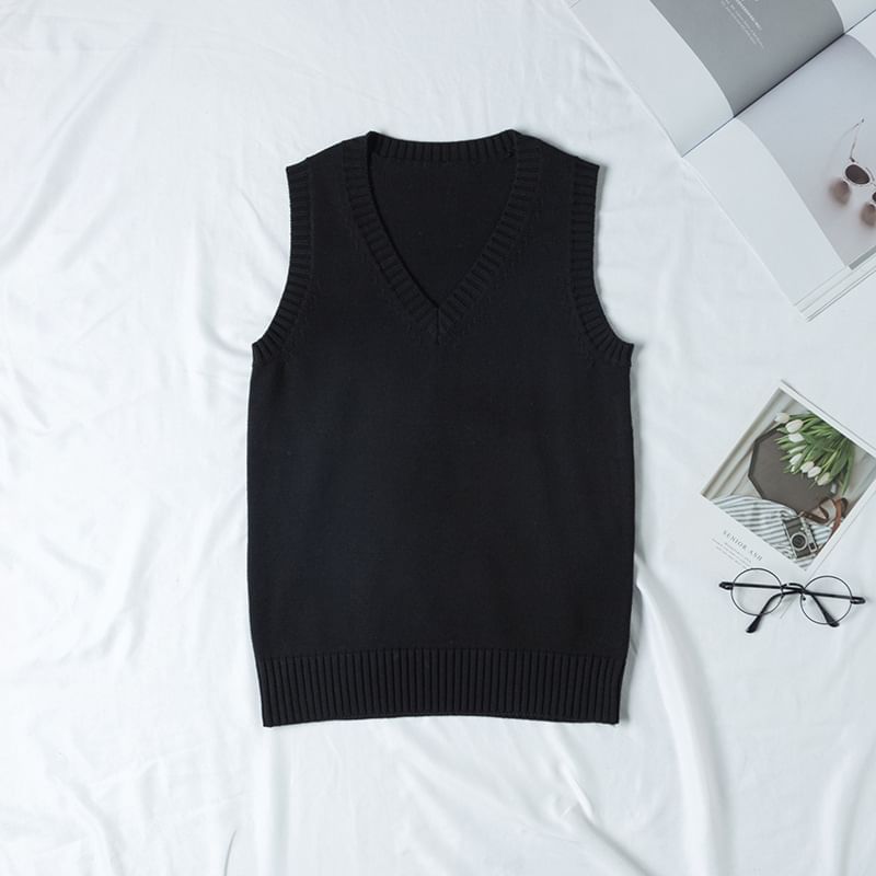 FR - V-hals effen trui vest
