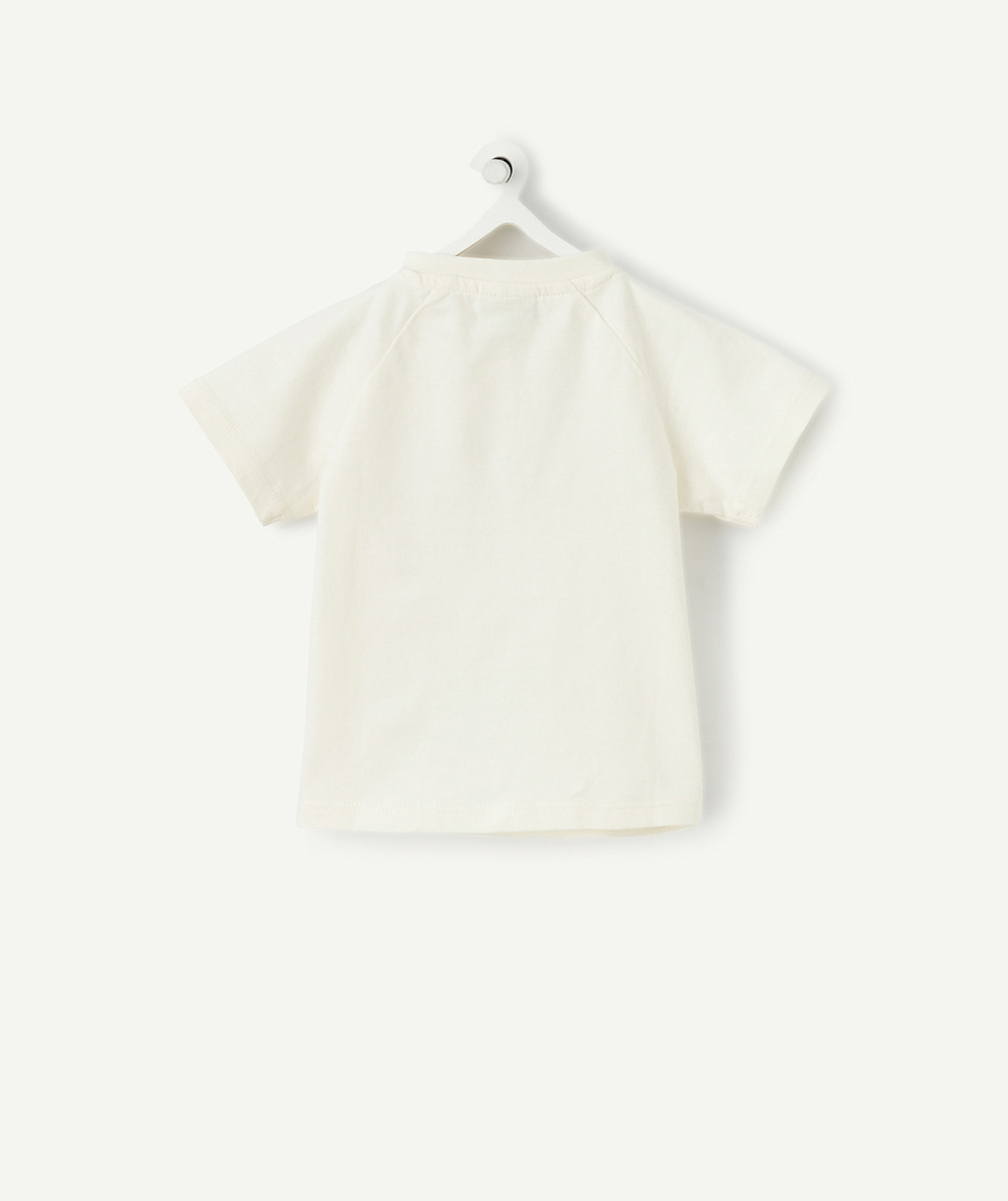 T-SHIRT EN COTON BIOLOGIQUE ÉCRU AVEC ANIMATION DINOSAURES