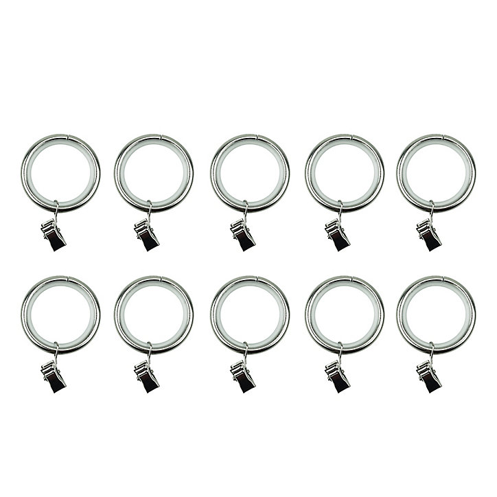 10 anneaux clip pour barre à rideau Olympe GoodHome ⌀28 mm gris