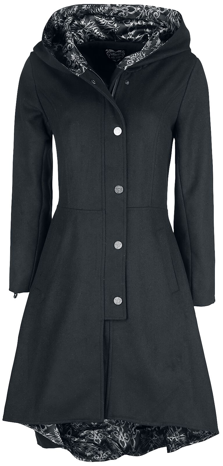 Gothicana x Anne Stokes - Manteau Noir Avec Capuche & Laçage | Gothicana by EMP Manteaux
