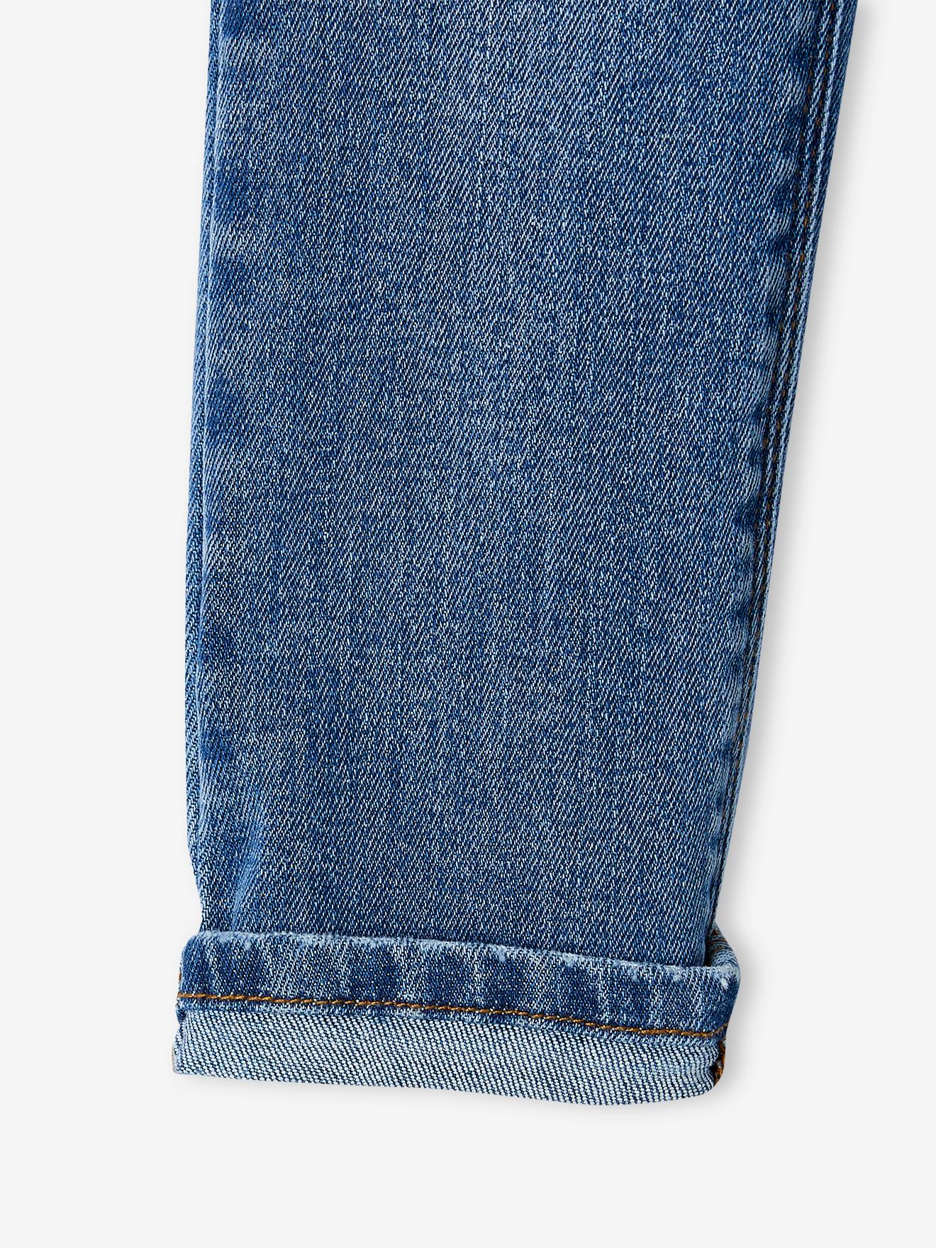 Calça jeans reta com laço elegante para meninas (cor pedra)