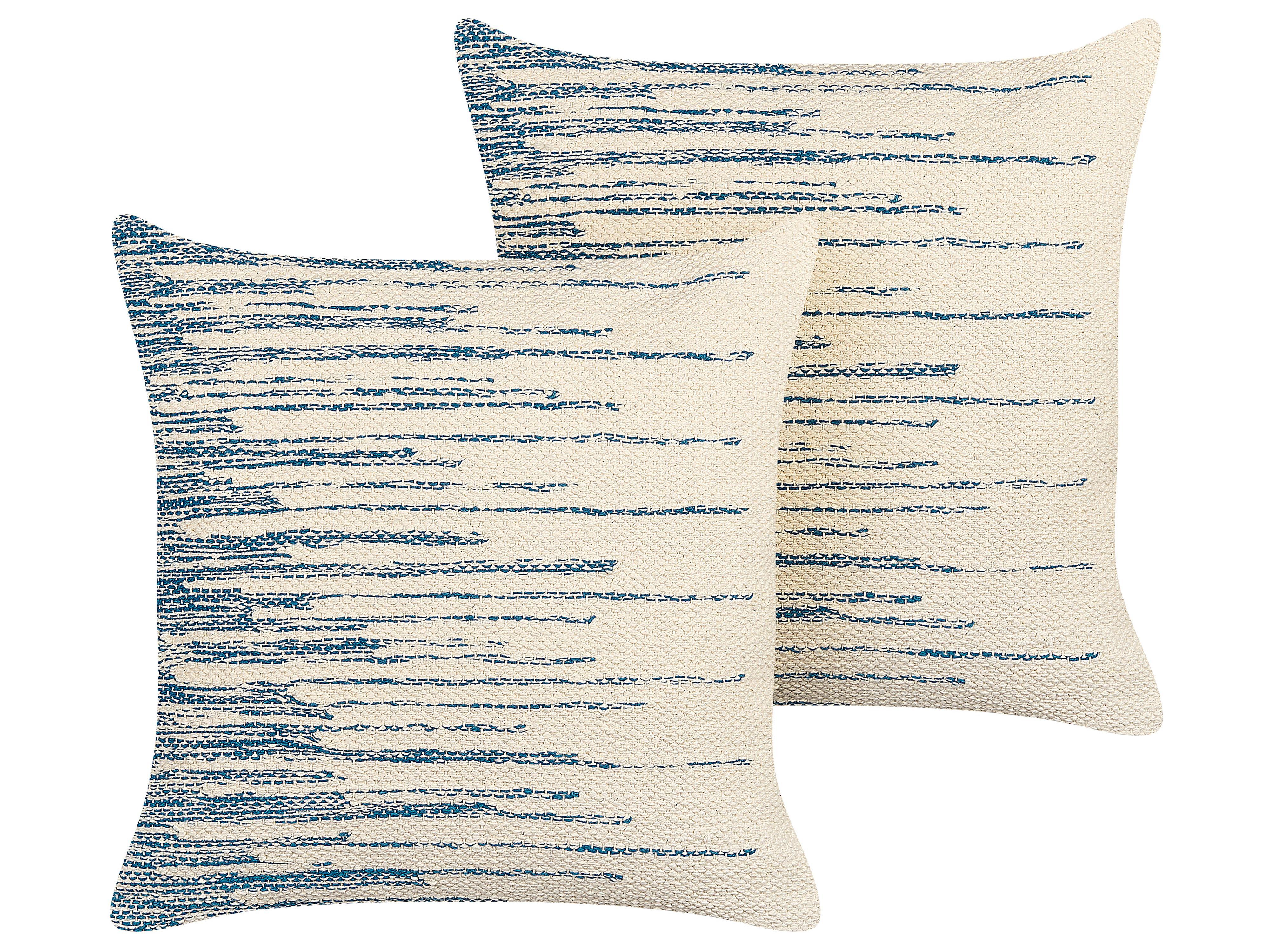 Set van 2 sierkussens RIVINA Katoen 45 x 45 cm Beige gestreept