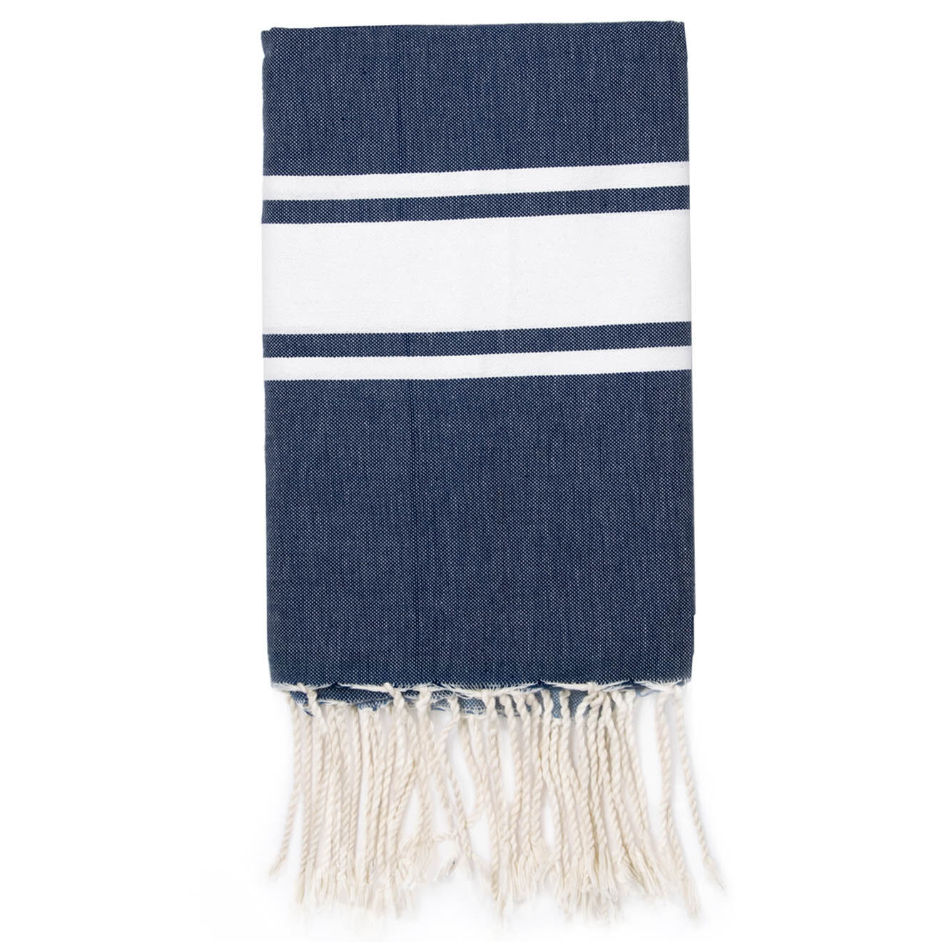 Febronie Fouta Traditionelle St Tropez bleu jean/blanc - 100x200 cm