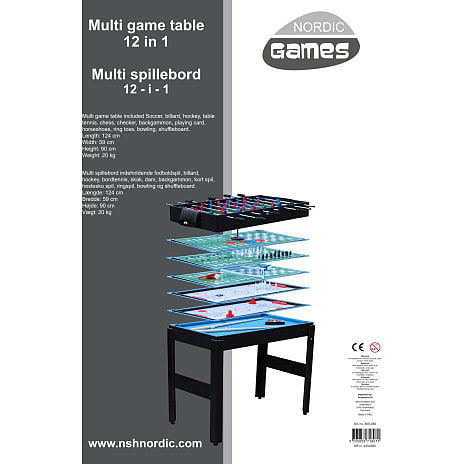 Multi spillebord 12-i-1 90 x 50 x 124 cm