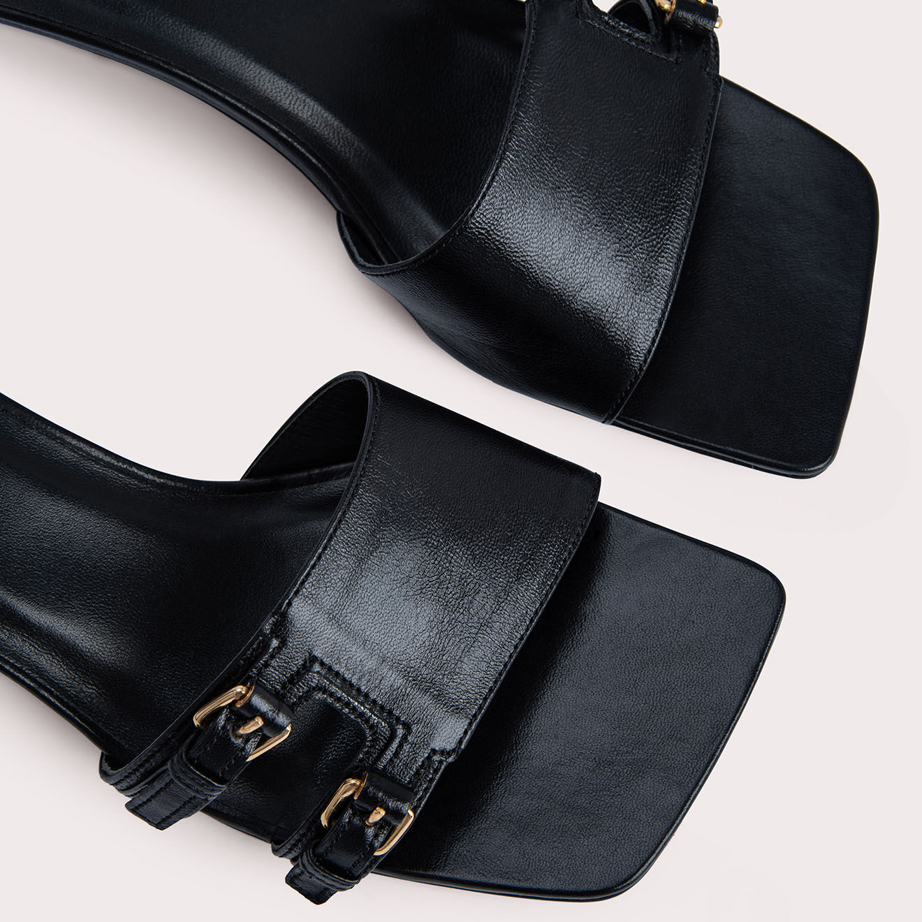 By Far Mules en Cuir Roni noires - Talon 5 cm