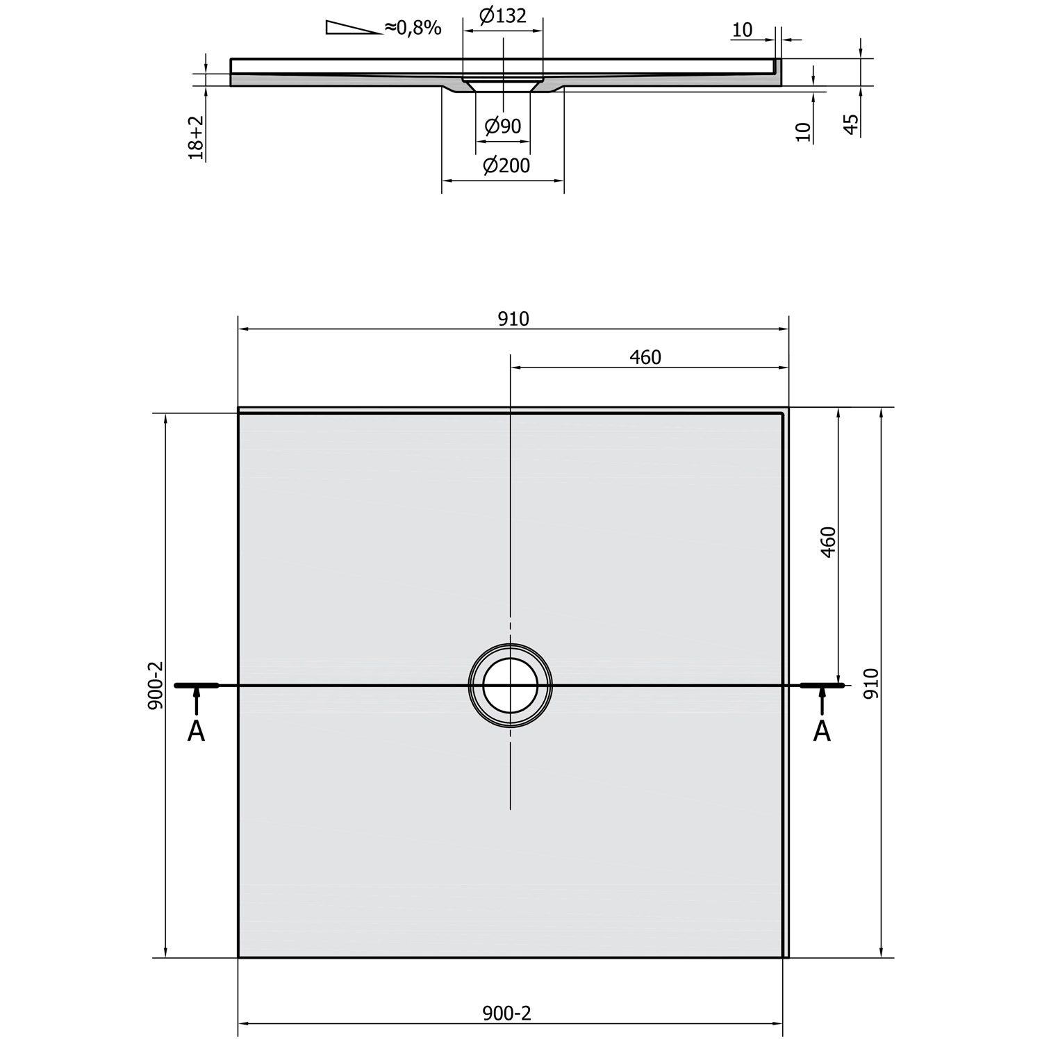 Polysan Mirai vierkante douchebak 2 randen 90x90cm wit
