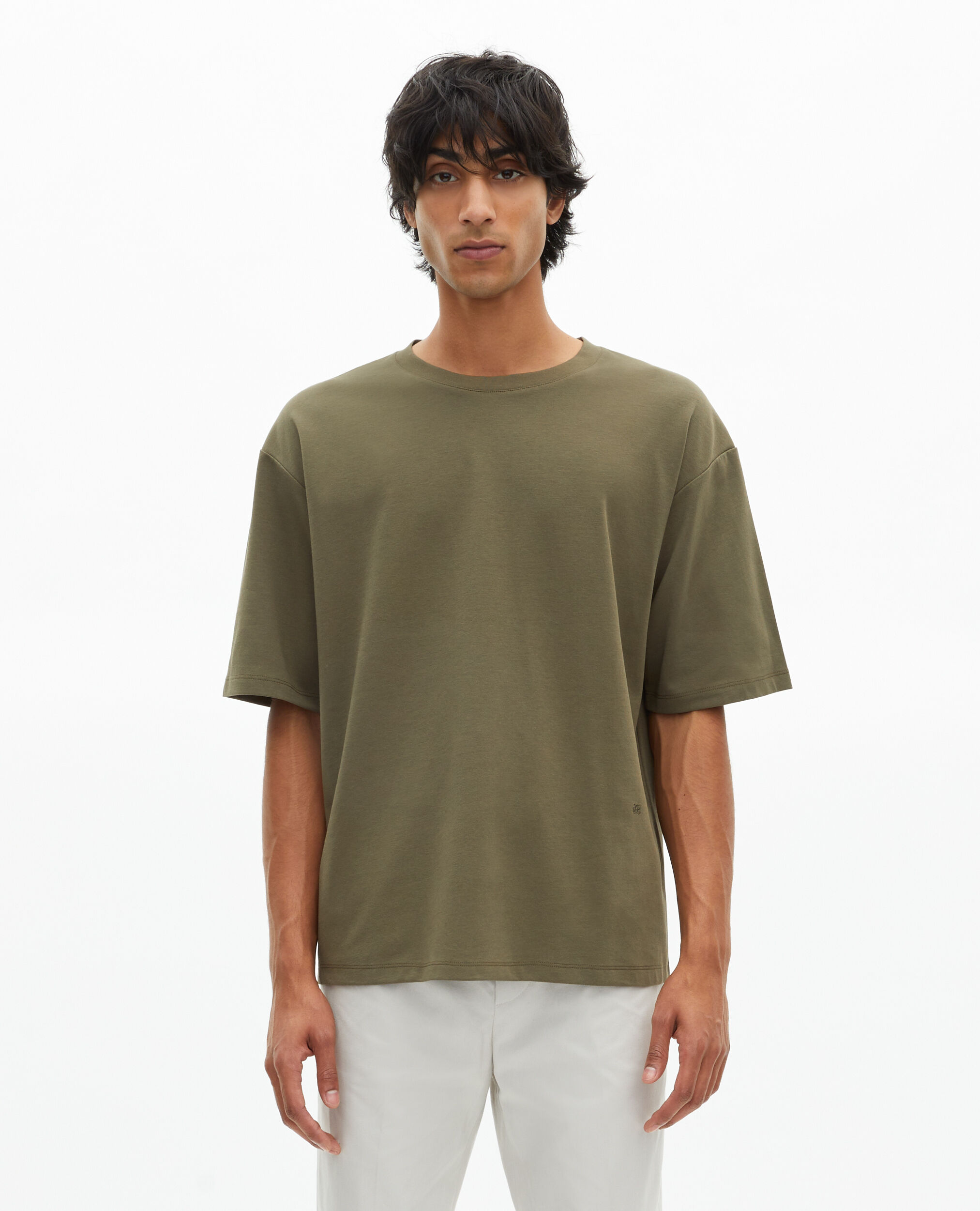 T-shirt Mixte large uni kaki