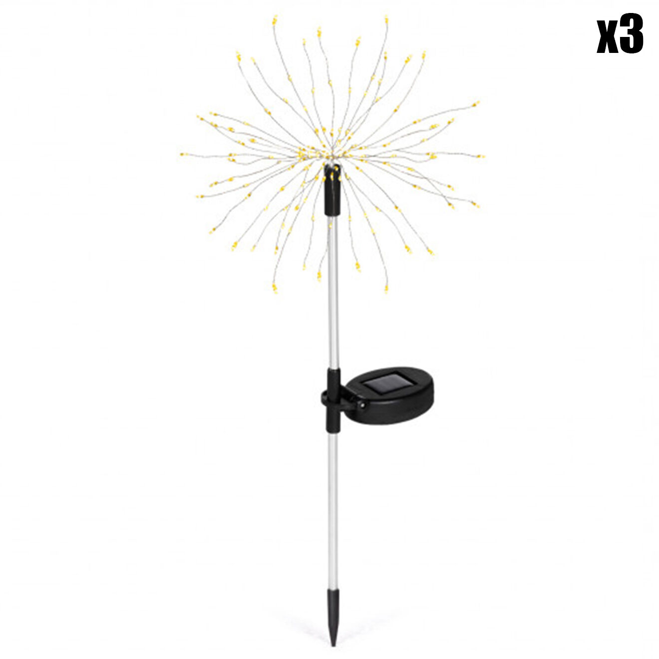 Pratik Garden 3 Piquets solaires LED feux d'artifice acier - 9x6x55 cm