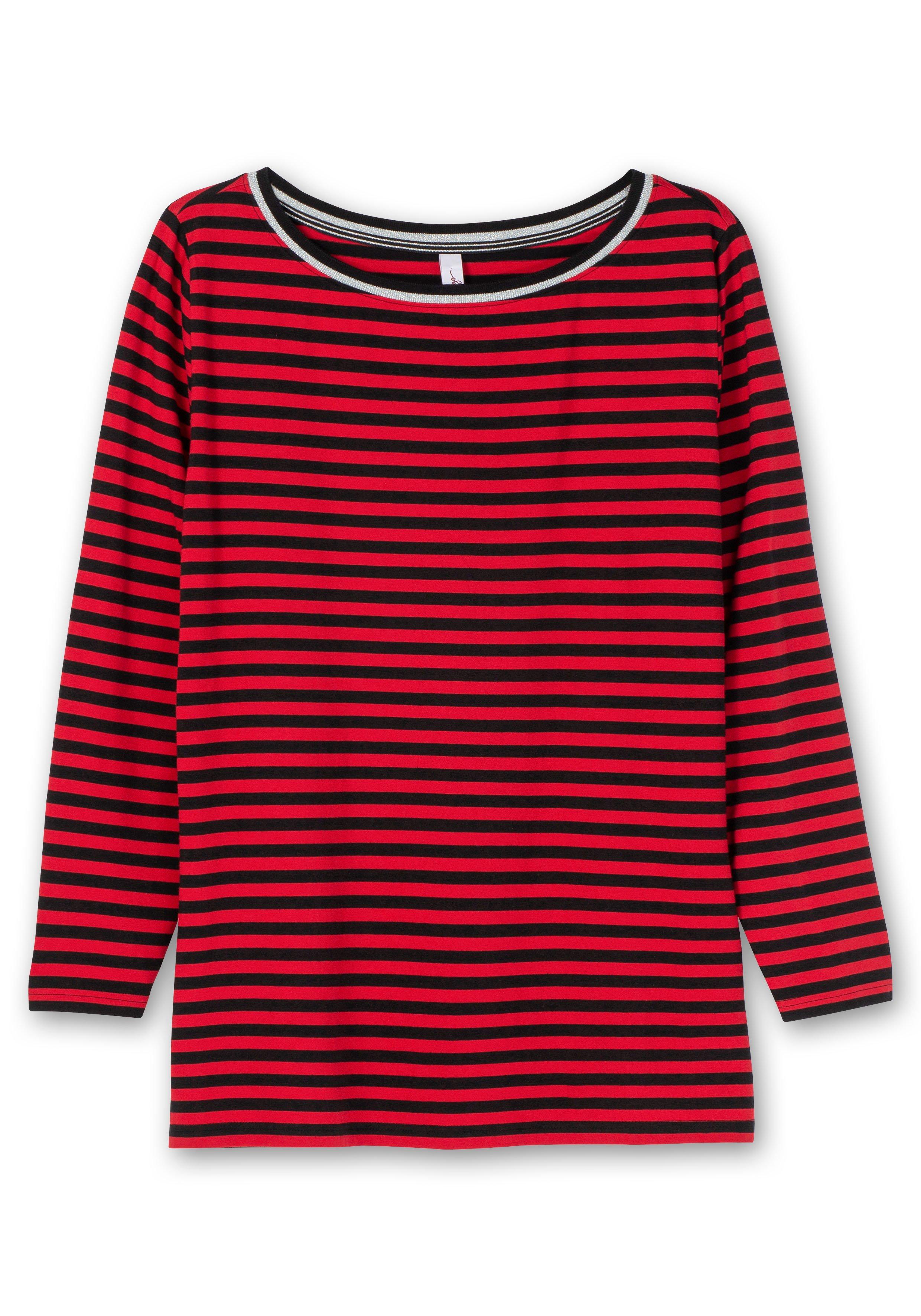 Langarmshirt mit Streifen und Effektgarn-Details