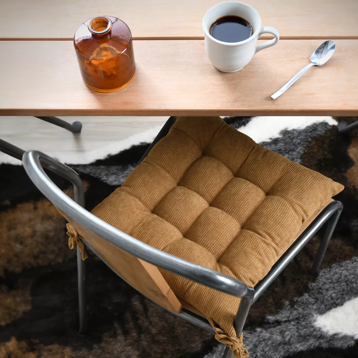 Coussin de chaise carré velours (38 x 38 cm) Dandy Camel