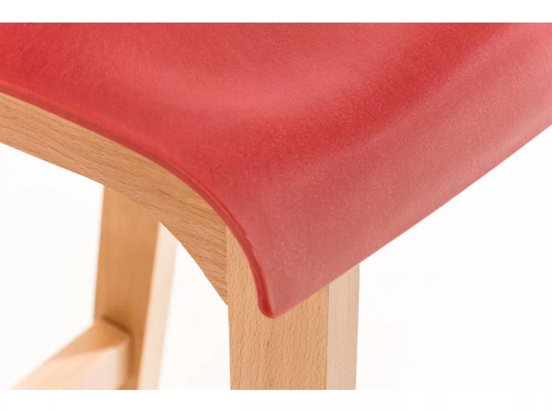 Lot de 2 Tabouret de bar - Bois & Bois - Rouge - Hover