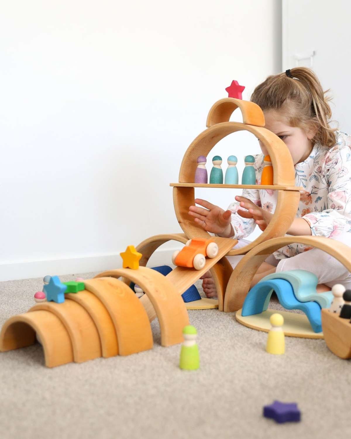 Regnbue Stor – Stableleke i Tre | Montessori Leker