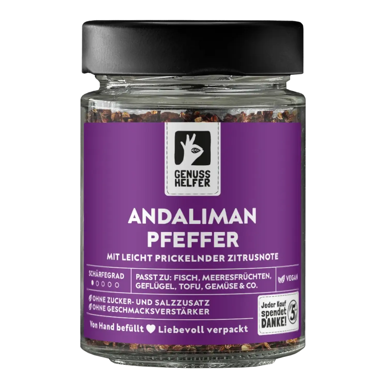 Andaliman Pfeffer, ganz, im Glas