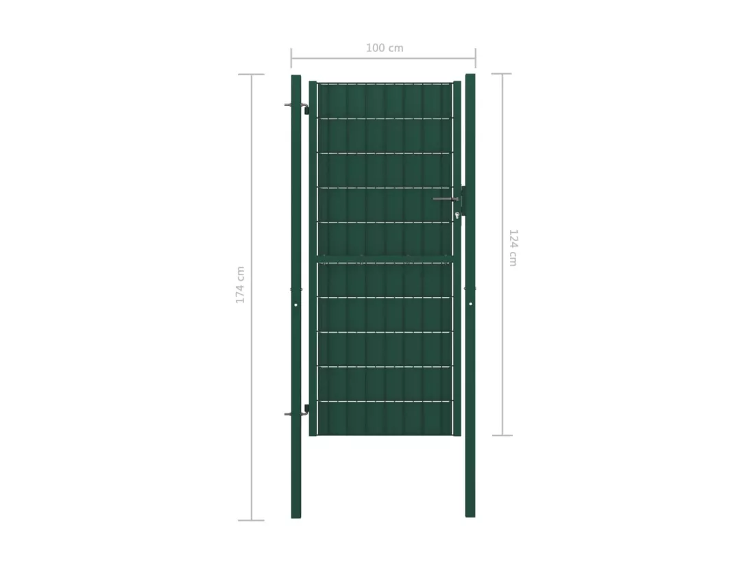Portail de cl?ture PVC et acier 100x124 cm Vert