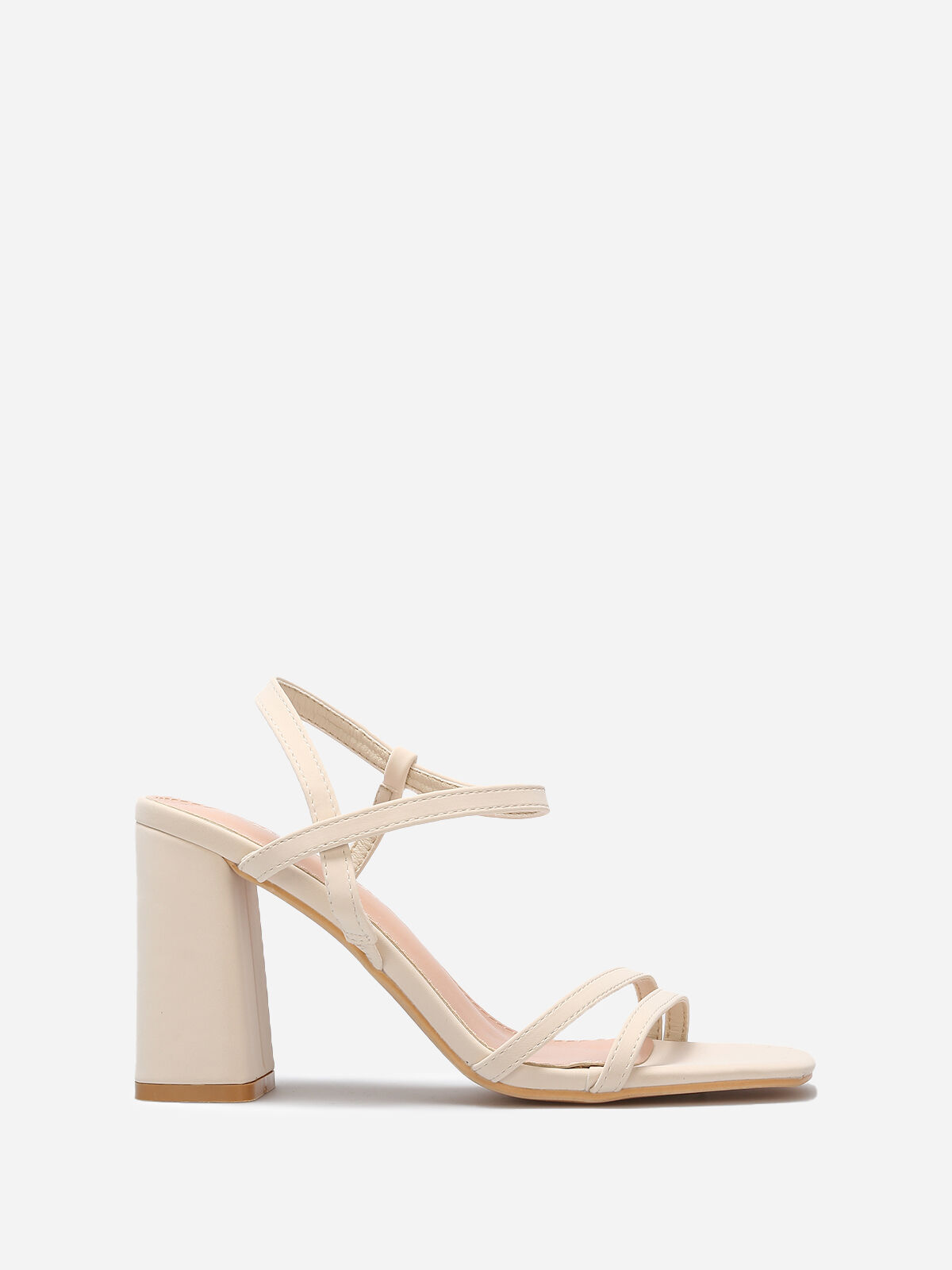 Sandales en simili mat à fines brides- Beige