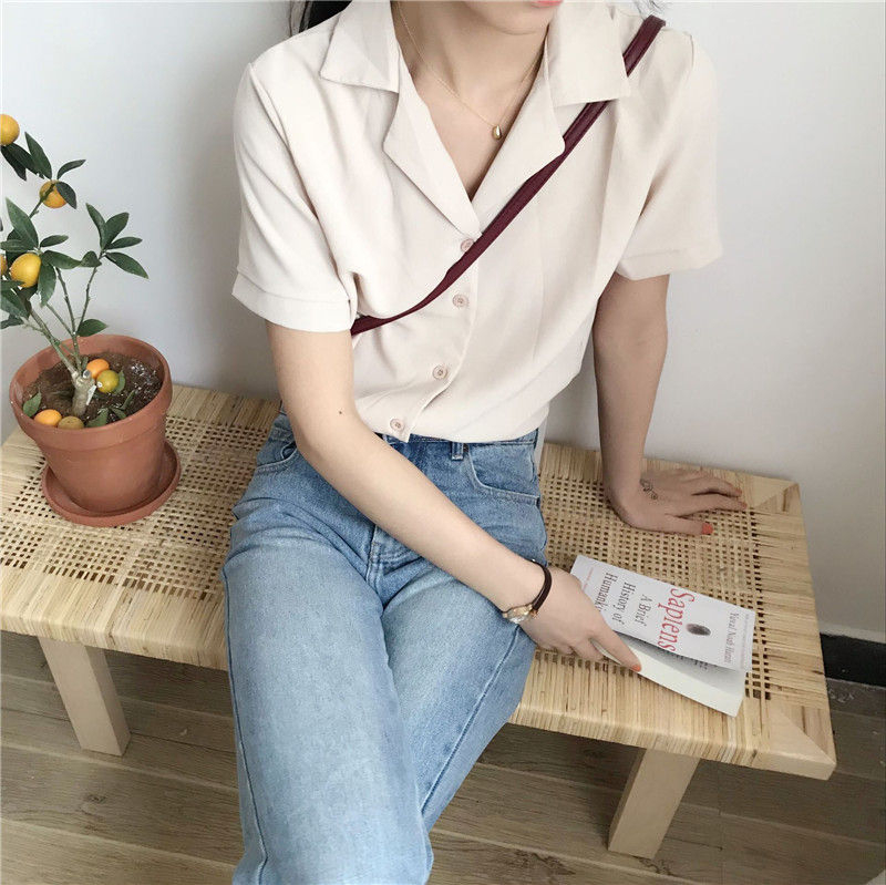 Whoosh - Blouse met korte mouwen en effen kleur