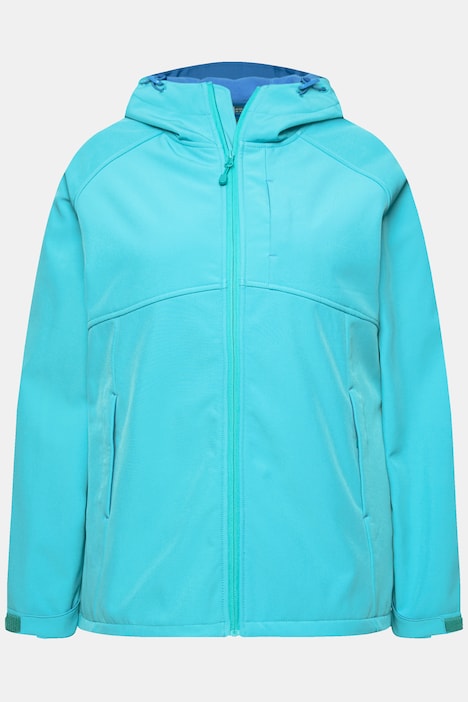 Softshelljacke, Kapuze, Zipptaschen, Klettriegel