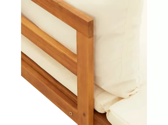 Chaise longue avec 1 accoudoir Blanc crème Bois d'acacia solide