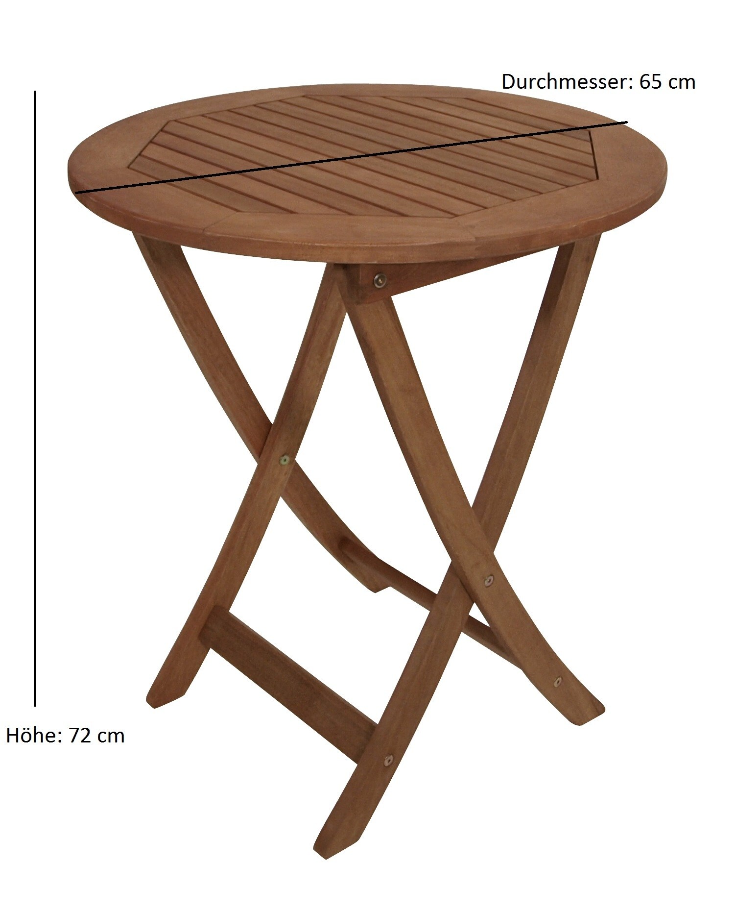 DEGAMO Klapptisch RIO 65cm rund, Eukalyptus geölt