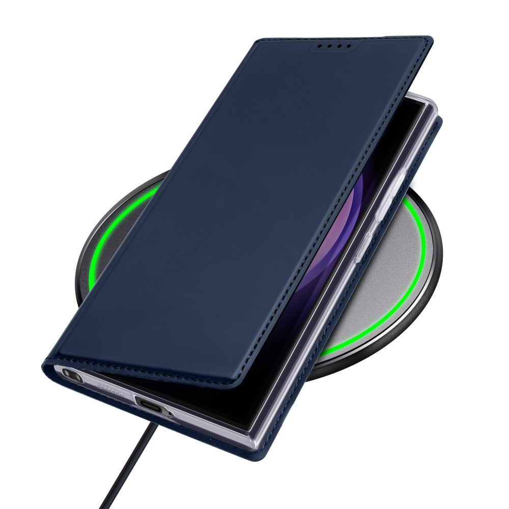 Samsung Galaxy S24 Ultra Flip Wallet Cover Leder Tasche - Dunkelblau
