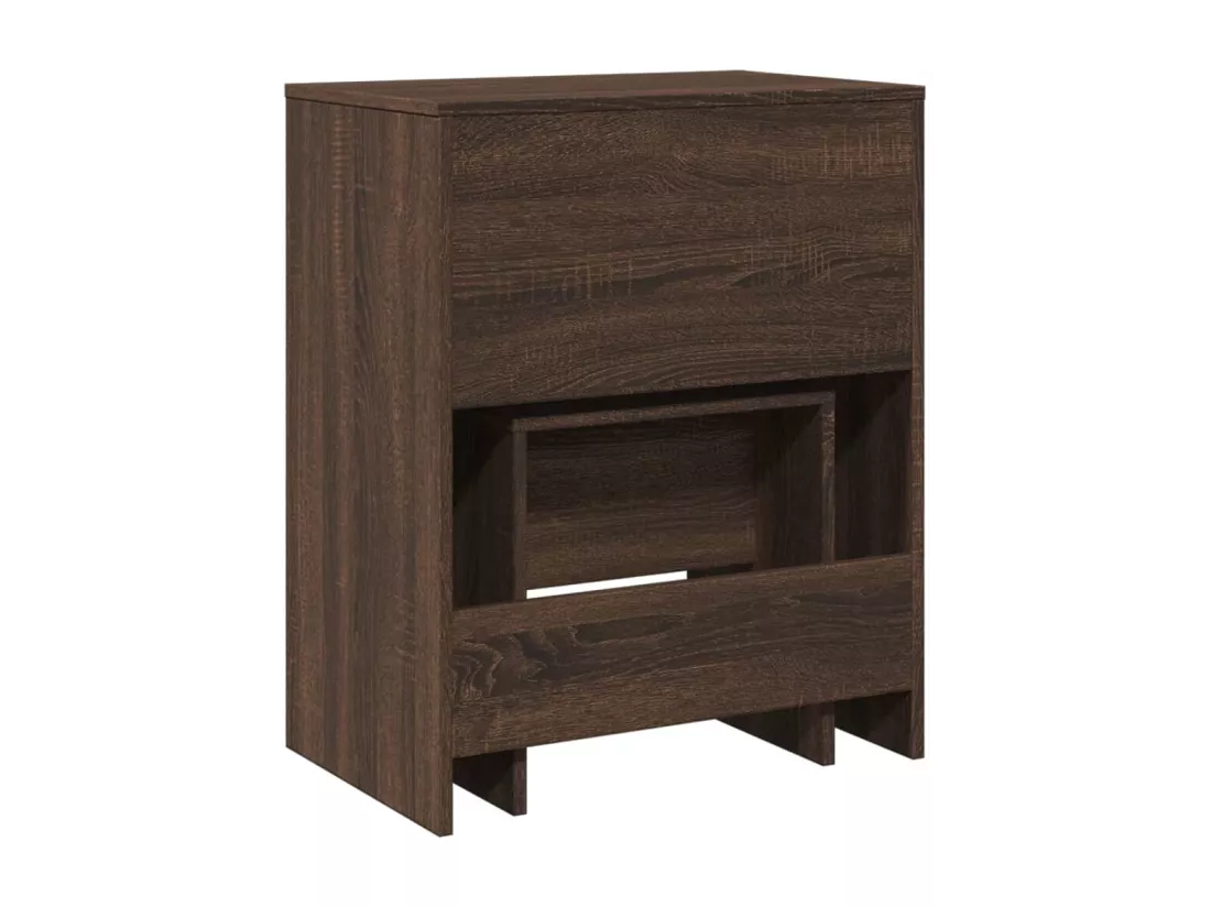 Coiffeuse et tabouret chêne marron 60x40x113,5 cm