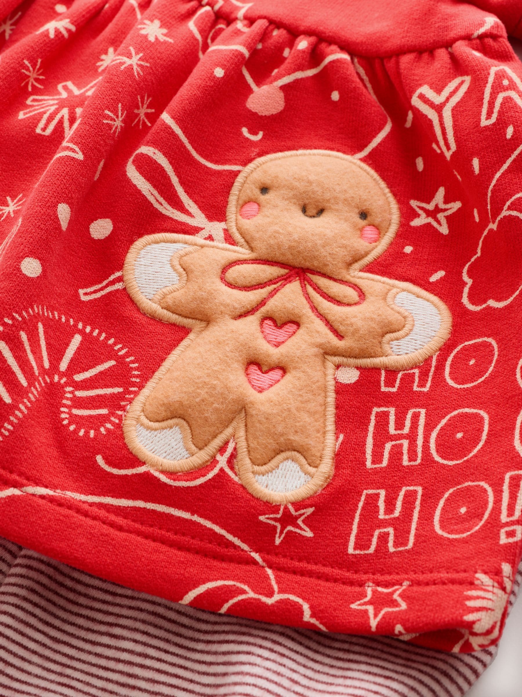 Rode Christmas Gingerbread - Set met top met peplum en legging met lange mouwen (3mnd-7jr)