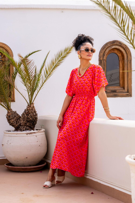 Geisha oranje dames jurk