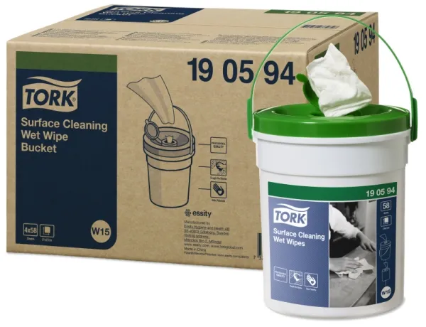 Overfladerengøring Tork Wet Wipes til overflader - spand med 58 klude - (4 stk.)
