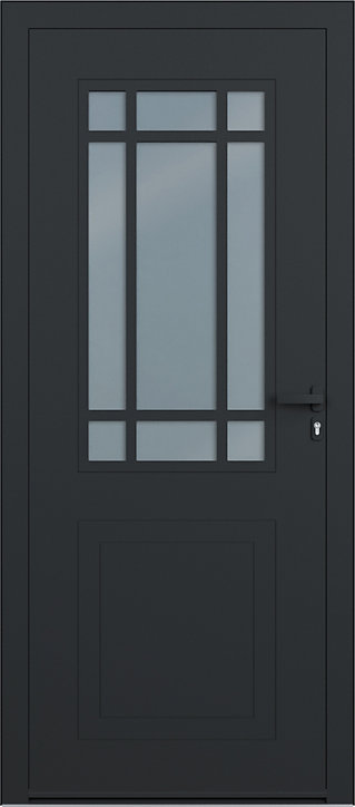 Porte d'entrée alu gris Betina H.215 x l.90 cm poussant gauche