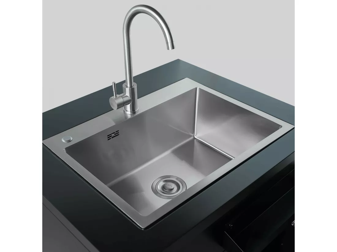 Meuble évier 2 portes pour cuisine extérieure noir