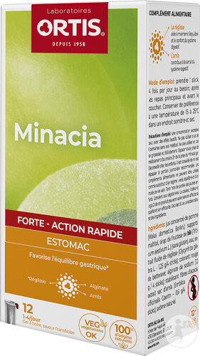 Ortis Minacia Forte Action Rapide Complément Alimentaire Estomac 12 Sticks
