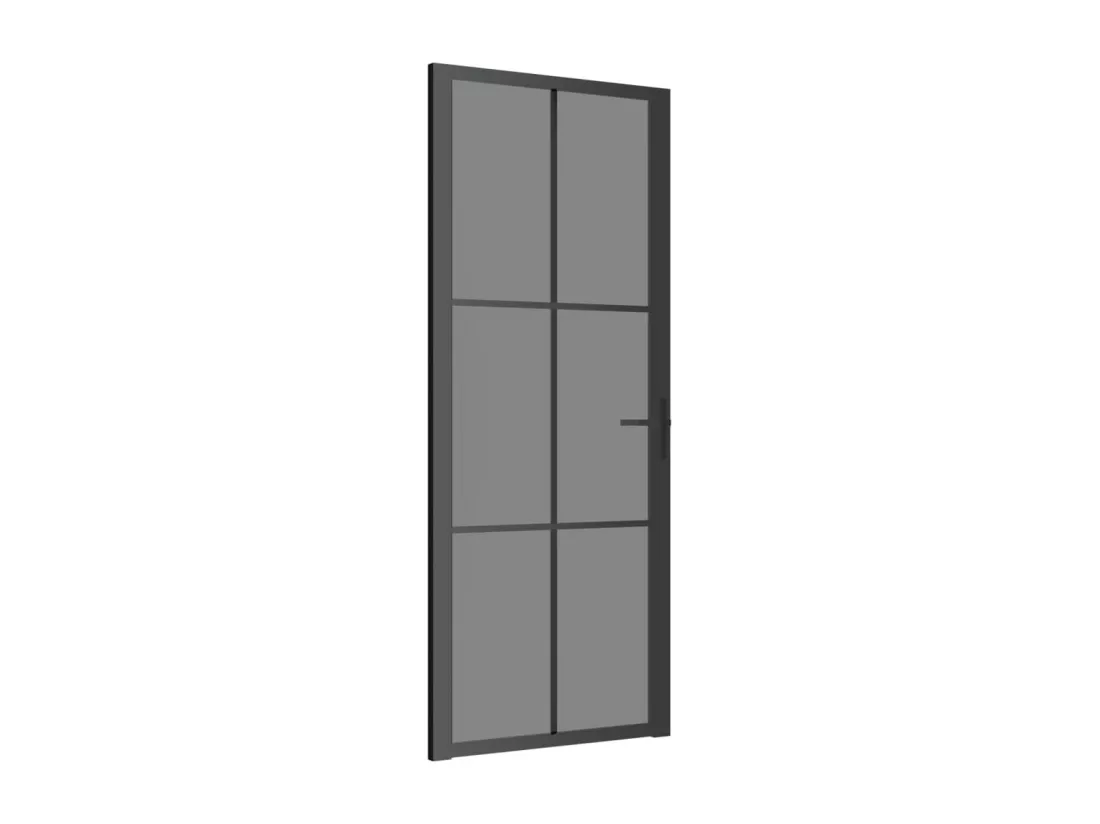 Porte intérieure 83x201,5 cm Noir Verre ESG et aluminium