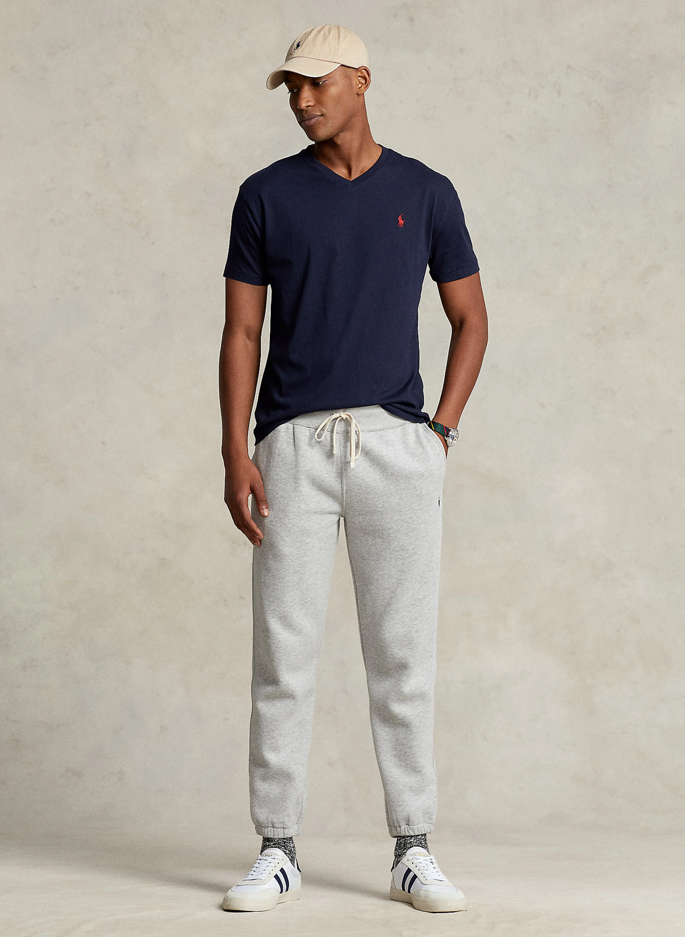 Tee-shirt col v en coton | Bleu