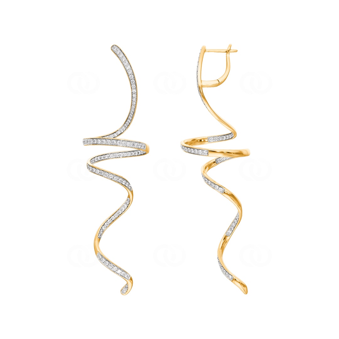 2.01 Karat Diamantohrhänger 750/18 K Gelbgold Schlangen